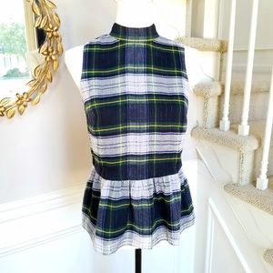 🆕️ J CREW Peplum Gilded Highland Tartan Top